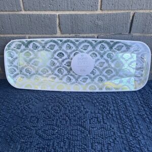 Sigrid Olsen 3pc 17.5" Coastal Green Shells Rectangle Platters NEW